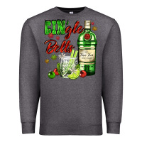 Charcoal Heather gin`gle bells with bottle and cocktail Premium Sweatshirt - AdoDesignShop