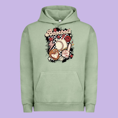 Checkered Retro Baseball Urban Hoodie Designed By Maliassmallbusiness