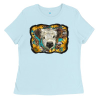 Baby Blue white scottish calf with sunflowers western  background Ladies Tee - BarkalooDesign
