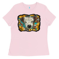 Bubblegum Pink white scottish calf with sunflowers western  background Ladies Tee - BarkalooDesign