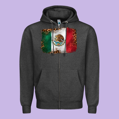 Mexican And Leopard Flag Zipper Hoodie Designed By Cts Tumbler Store