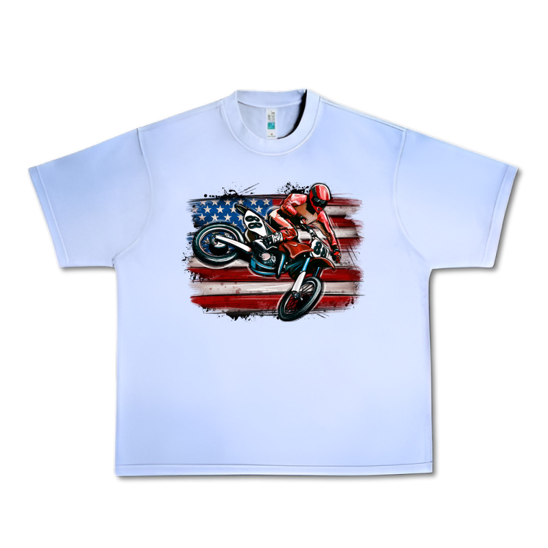 Dirt Bike American Flag Urban Heavy Tee by MaliasSmallBusiness | Teevron