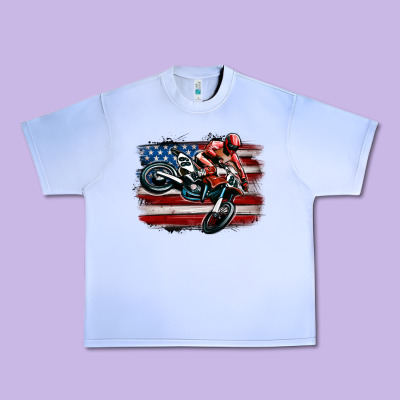 Urban Heavy Tee dirt bike american flag