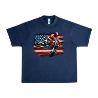 Navy dirt bike american flag Urban Heavy Tee - MaliasSmallBusiness