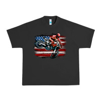 Pigment Black dirt bike american flag Urban Heavy Tee - MaliasSmallBusiness