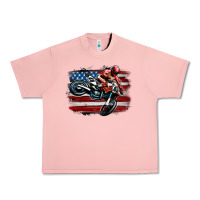 Salmon dirt bike american flag Urban Heavy Tee - MaliasSmallBusiness