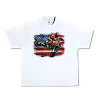 White dirt bike american flag Urban Heavy Tee - MaliasSmallBusiness