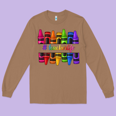 Long Sleeve Tee teacher life crayons