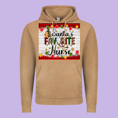Santa's Favorite Nurse Vintage Hoodie Designed By Adodesignshop