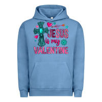 Pigment Pebble Blue jesus is my valentine Urban Hoodie - NancyCooperArtShop