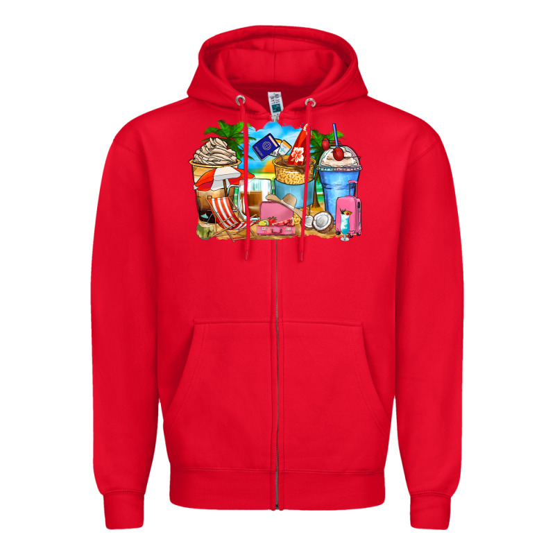 Travel Coffee Cups Zipper Hoodie by Zillion Design Studio | Teevron