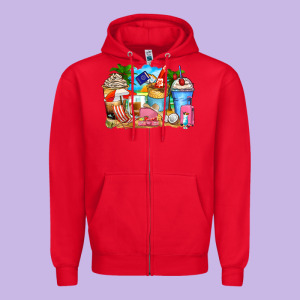 Travel Coffee Cups Zipper Hoodie Designed By Zillion Design Studio