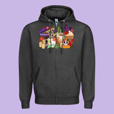 Mexican Dia De Los Muertos Coffee Cups Zipper Hoodie Designed By Cts Tumbler Store