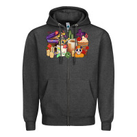 Charcoal Heather mexican dia de los muertos coffee cups Zipper Hoodie - CTS Tumbler Store