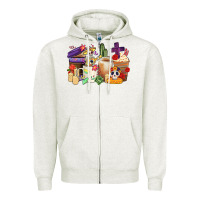 Oatmeal Heather mexican dia de los muertos coffee cups Zipper Hoodie - CTS Tumbler Store