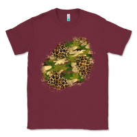 Burgundy camouflage and leopard patch  5 Classic Tee - BundleAndBundleShop
