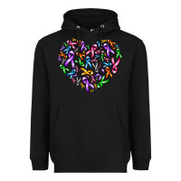 Black cancer ribbon heart Heavyweight Hoodie - AdoDesignShop