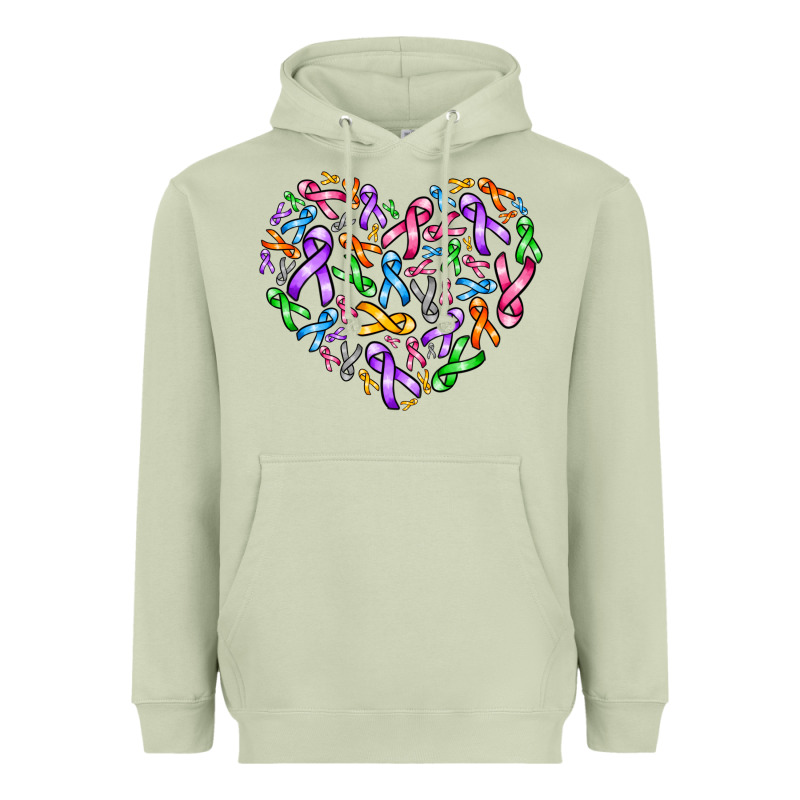 Cancer Ribbon Heart Heavyweight Hoodie by AdoDesignShop | Teevron