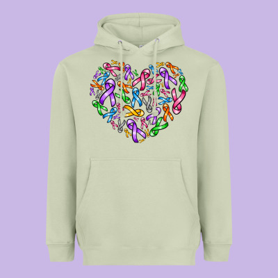 Cancer Ribbon Heart Heavyweight Hoodie Designed By Adodesignshop