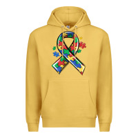 Antique Gold autism puzzle ribbon Premium Hoodie - MaliasSmallBusiness