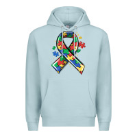 Blue Mist autism puzzle ribbon Premium Hoodie - MaliasSmallBusiness