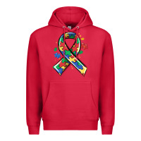 Cardinal autism puzzle ribbon Premium Hoodie - MaliasSmallBusiness