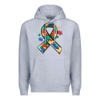 Heather Grey autism puzzle ribbon Premium Hoodie - MaliasSmallBusiness