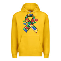 Lemon autism puzzle ribbon Premium Hoodie - MaliasSmallBusiness