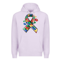Lilac autism puzzle ribbon Premium Hoodie - MaliasSmallBusiness