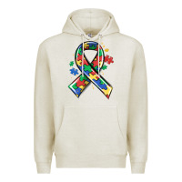 Oatmeal Heather autism puzzle ribbon Premium Hoodie - MaliasSmallBusiness