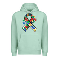 Seafoam autism puzzle ribbon Premium Hoodie - MaliasSmallBusiness