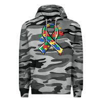Slate Camo autism puzzle ribbon Premium Hoodie - MaliasSmallBusiness