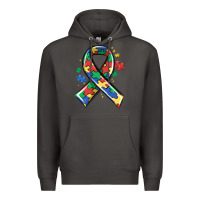 Smoke autism puzzle ribbon Premium Hoodie - MaliasSmallBusiness