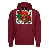 Burgundy mexican flag and roses Zipper Hoodie - CTS Tumbler Store
