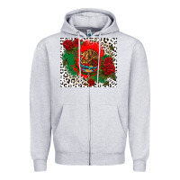 Heather Grey mexican flag and roses Zipper Hoodie - CTS Tumbler Store