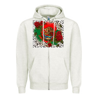 Oatmeal Heather mexican flag and roses Zipper Hoodie - CTS Tumbler Store
