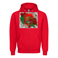 Red mexican flag and roses Zipper Hoodie - CTS Tumbler Store