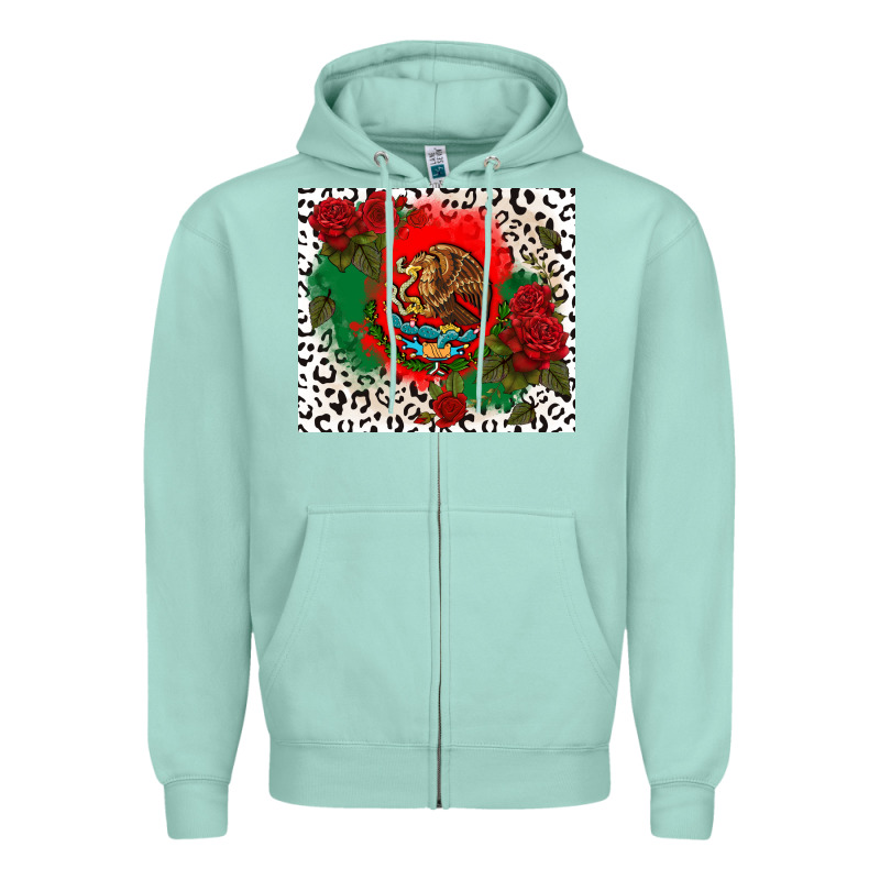 Mexican Flag And Roses Zipper Hoodie by CTS Tumbler Store | Teevron