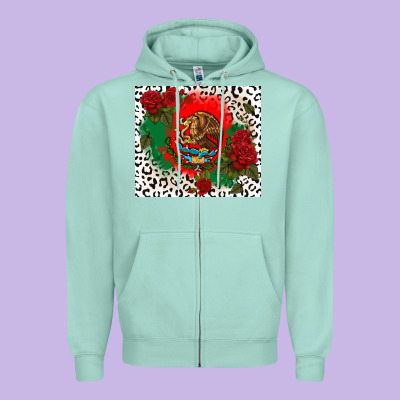 Mexican Flag And Roses Zipper Hoodie Designed By Cts Tumbler Store