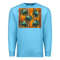 Ocean Blue dinosaur triceratops Premium Sweatshirt - Artiststas