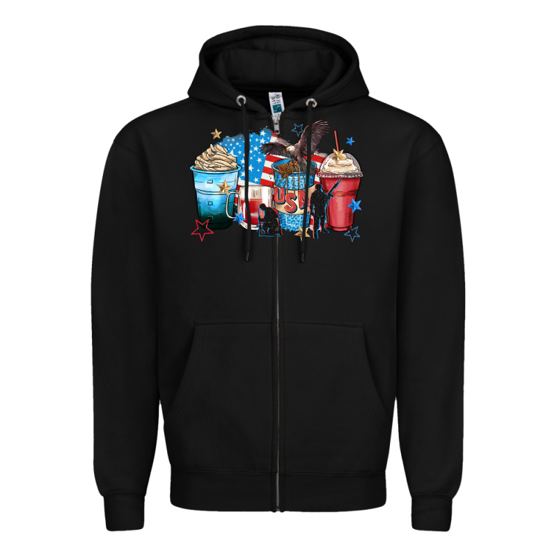 Usa Coffee Cups Zipper Hoodie by Zillion Design Studio | Teevron