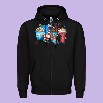 Usa Coffee Cups Zipper Hoodie Designed By Zillion Design Studio