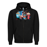 Black usa coffee cups Zipper Hoodie - Zillion Design Studio