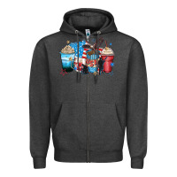 Charcoal Heather usa coffee cups Zipper Hoodie - Zillion Design Studio