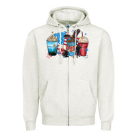 Oatmeal Heather usa coffee cups Zipper Hoodie - Zillion Design Studio
