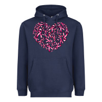 Navy breast cancer ribbon heart Heavyweight Hoodie - AdoDesignShop