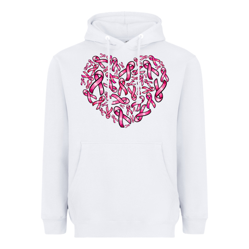 Breast Cancer Ribbon Heart Heavyweight Hoodie by AdoDesignShop | Teevron