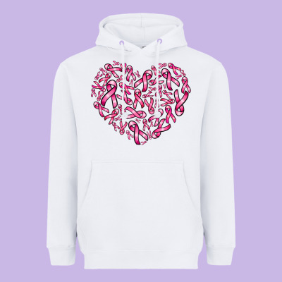 Breast Cancer Ribbon Heart Heavyweight Hoodie Designed By Adodesignshop