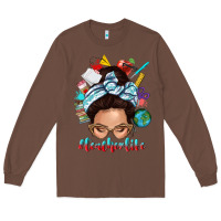 Chestnut teacher life messy bun Long Sleeve Tee - texasbilliewilder