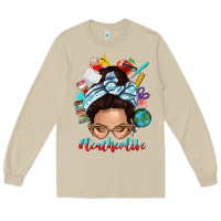 Mushroom teacher life messy bun Long Sleeve Tee - texasbilliewilder